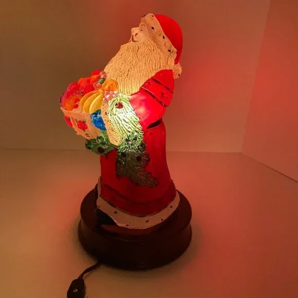 Vintage Merck 1997 Old World Christmas Handpainted Glass Bountiful Santa Light 6